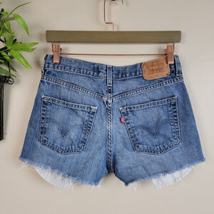 Levi's 2 Vintage High Rise Medium Wash Distressed Cutoff Jean Shorts